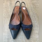 Talbots Edison Bow Nappa Leather Slingback Flats Navy Women’s 7 Preppy Career Photo 3