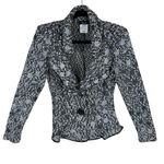 Bali Vintage Corp Black White Boucle Button Up Ruffled Collar Jacket Blazer 6 Photo 0