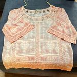 Democracy peach lace and embroidered blouse in small. Photo 0