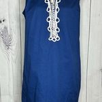 Mud Pie  B. Berry Sheath Dress Womens Sz L Blue Sleeveless Lace Detail Stretch Photo 0