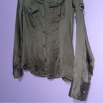 Karen Millen Silk Military Button Up Blouse Women Size 6 Long Sleeve Utility Photo 2