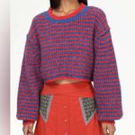 ZARA NWT Wool Alpaca Blend Crop Chunky Knit Striped Balloon Sleeve Crop Sweater Photo 0