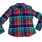 CHAPS Women’s Multicolor Plaid Zip Up Long Sleeve Shirt Jacket Size Medium Photo 0