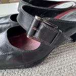 Vintage Merona Black Leather Silver Buckle Square Toe Maryjane Block Heels Shoes Size 8.5 Photo 9