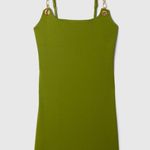 Gap NWT × Cult Gaia Collab Mini Slip Dress Metal Chain Detail Olive Green Medium Photo 4