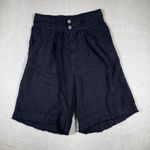 Baci Linen Blend Culottes Wide Leg High Rise Button Fly Black Size M Made Italy Size M Photo 0