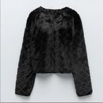 ZARA NWT FAUX FUR TEXTURED SWEATSHIRT BLACK SMALL Photo 4