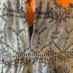 Crown & Ivy  Top Large Denim Blue Embroidered Eyelet Flutter Sleeve Photo 6