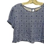 LF Rumor Boutique Geometric Print Crop Top Blue & White Size Medium Photo 1