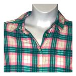 Lauren James  Pink Green Plaid Boyfriend Flannel Shirt Medium EUC Photo 2