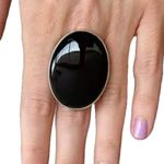 Handmade 7.5 Ring OVAL Black Onyx Gem Solid 925 Sterling Silver Fine Art UNISEX Original Natural Gemstone Statement Photo 3