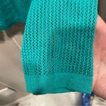 Talbots Cute minty green aqua scalloped hem pointelle knit sweater single hook sheer Photo 7