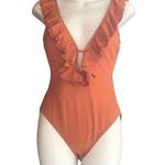 Michael Kors Micheal Micheal Kors Orange Ruffle Swimsuit Photo 0