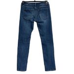 CAbi SZ 2 Straight Jeans Stretch 5-Pocket Low-Rise Zip-Fly Whiskered Blue Photo 3