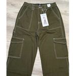 Simple Society Women's Olive Straight Leg Super High Rise Cargo Pants Photo 1