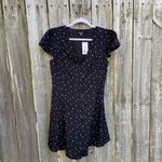 Sugar Lips Rockaway Heart Mini Dress Size Small Black Button Front V-neck New Photo 1