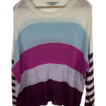 Davi & Dani Colorblock Striped Pullover Sweater Small Lightweight Knit Colorful Photo 0