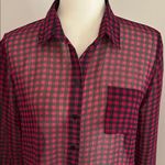 Violet+Claire Dark Pink and Navy Checkered Blouse sz M Photo 1