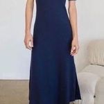 AYR NEW The Moderne Ribbed Midi Dress City Sky Navy Blue XS Classic Minimalist Photo 0