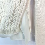 Anthropologie Moth Ella Ivory Layered Crew Neck Cable Knit Pullover Sweater XS Photo 4