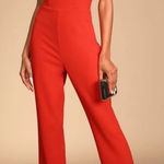 Lulus Lulu’s Strapless Jumpsuit Red XL Photo 0