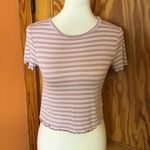 Live in the Moment Pink Striped Baby Doll Cropped T Shirt Photo 6