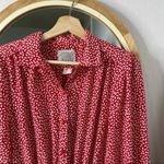 Vintage red leaf button up house dress Size M Photo 2