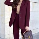 ZARA  STRAIGHT CUT BLAZER OVERSIZED JACKET WINE BURGUNDY SIZE XS NEW Photo 4