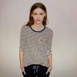 J.Crew  08892 Painter Tee Shirt Jeweled Brooch Stripe Black/White‎  Cotton… Photo 1