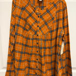 st. john's bay Orange Plaid‎ Button-Up Shirt John's Bay women's size S Photo 0