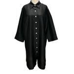 Harvé Benard Harve Benard Tunic Shirt Dress 16W Black 100% Silk Button Front Relaxed Lagom Photo 1
