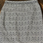 Tory Burch Blue White Jacquard Floral Pencil Skirt Lined Size 2 $275 MSRP Heidi Photo 3