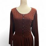 Erika Vintage II Brown Velvet Tie Waist Long Sleeve Maxi Dress Whimsigoth 2X Photo 1