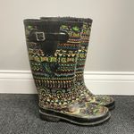 Sak Roots Peace Elephants Green Pink Rain Boots Womens Size 7 Photo 0