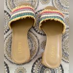 J.Crew Womens Woven Mule Sandals Block Heel Rainbow Size 8 Raffia Summer Spring Photo 3