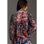 Farm Rio 💕💕 Teal Ainika Charm Long Sleeve Blouse Tropical Floral Print XS NWOT Photo 3