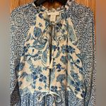 House of Harlow 1960 Boho Blue Floral Fringe Tiered Babydoll Mini Dress Small Photo 1