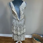 Alexandra Grecco Silk Macrame Print Dress Womens Size 2 Boat Neck Cream Black White Photo 4