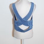 Denim Blvd . Denim Button-Up Vest with Strappy Back NWT Sz Large Cropped Vest Photo 3