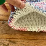 pink purple blue white striped hand knit ribbed beanie hat Photo 4