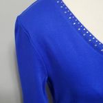 Rafaella  blue embellished ¾ sleeve top size medium Photo 2
