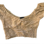 Bebe  Nude Lace Cropped Sleeveless Top Photo 0