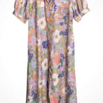 Love + Harmony Lavender Multicolor Pink Short Puffed Sleeves Floral Maxi Dress L Photo 0