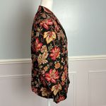 Talbots Women’s Sz 10 Black Orange Red Autumn Floral Button Jacket Blazer Coat Photo 6