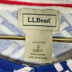 L.L.Bean Womens Small Nautical Blue White Basket Weave Print Cardigan 3/4 Sleeve Photo 4