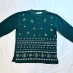 Brooks Vintage Bobbie  Fleece Snowflake Holiday Crew Jumper - Forest Green - M Photo 4