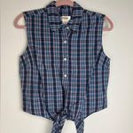 Talbots Vtg 90s M Tie Knot Collar Plaid Cropped Shirt Americana Country Western Photo 1