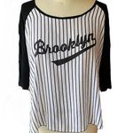 Rue 21 Brooklyn Baseball Blouse & Jersey Knit Sleeves by ~ Women's XL Photo 0