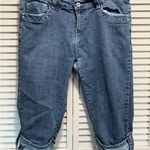 Botin Medium Wash Cuffed Capri Jeans Size 16‎ Mid Rise Pockets Embroidered Blue Photo 0