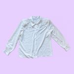 Vintage 90s White Button Top with Pearl Detailing and Eyelet Embroidery🔥 Size 14 Photo 2